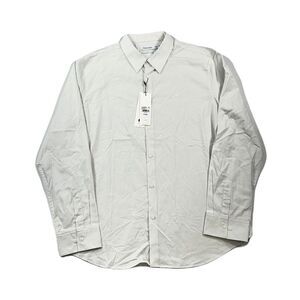 Calvin Klein Slim Fit‎ White Pinstripe Shirt Mens XL Cotton Button-Down Shirt